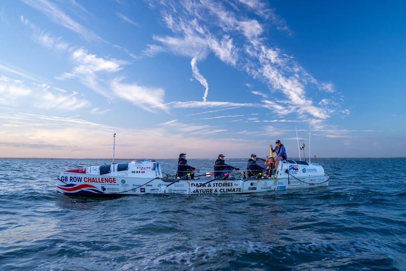 GB Row Challenge boat collecting microplastic samples from coastal waters around Britain